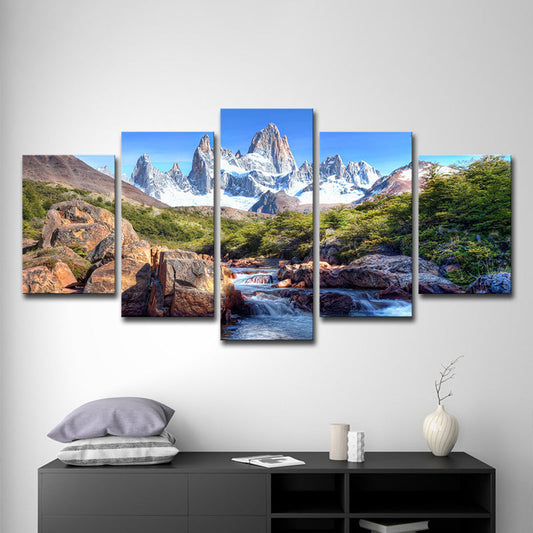 Vivolux | Stream von Schneeberg Leinwanddruck Modern Mehrteilige Wohnzimmer Wandkunst in Blau