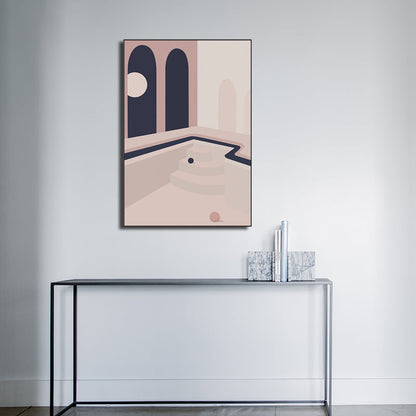 Vivolux | Ball und Patio Wandkunst für Schlafzimmer Architektur Leinwanddruck in Pink, Texturierte Oberfläche