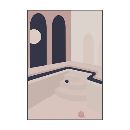 Vivolux | Ball und Patio Wandkunst für Schlafzimmer Architektur Leinwanddruck in Pink, Texturierte Oberfläche