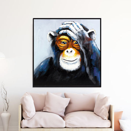 Vivolux | Schwarzer Orang-Utan Leinwand Kunst Tierdruck Moderne Texturierte Wanddekoration für Zuhause