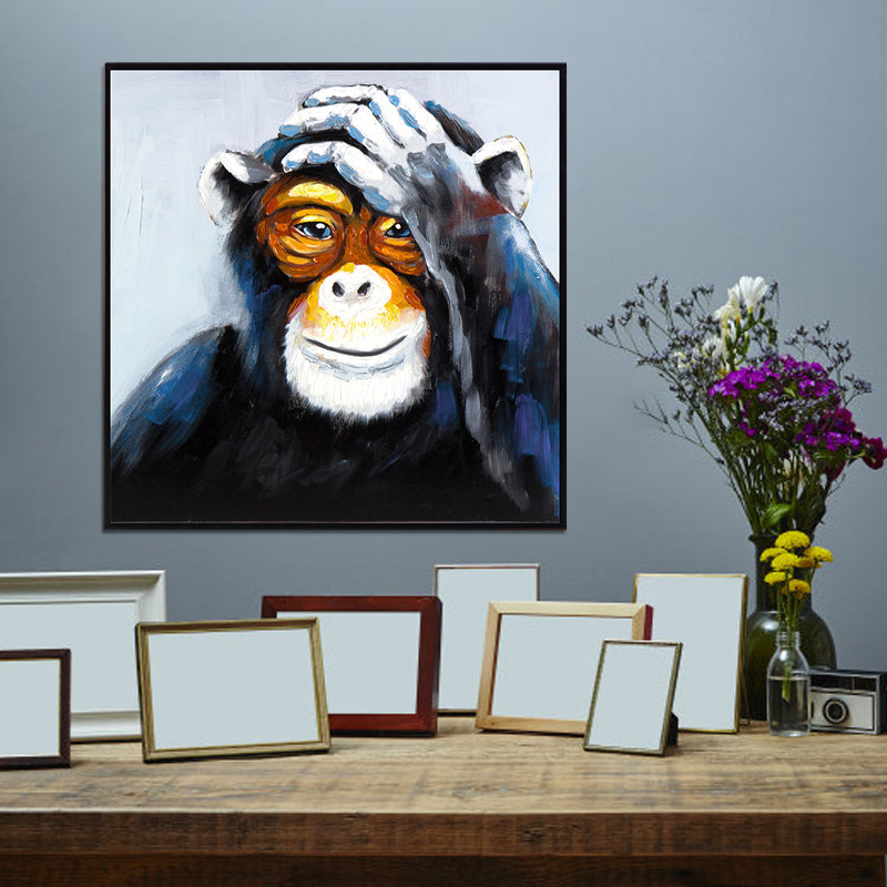 Vivolux | Schwarzer Orang-Utan Leinwand Kunst Tierdruck Moderne Texturierte Wanddekoration für Zuhause