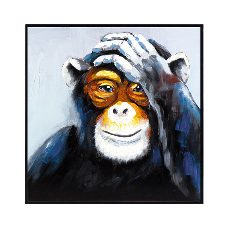 Vivolux | Schwarzer Orang-Utan Leinwand Kunst Tierdruck Moderne Texturierte Wanddekoration für Zuhause