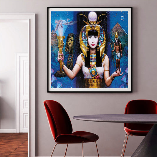 Vivolux | Texturierte Ägypten Frauen Kunstprint Leinwand Zeitgenössische Wanddekoration im Esszimmer