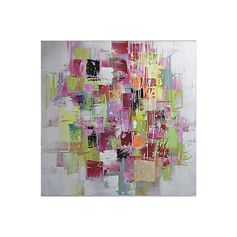 Vivolux | Abstract Mozaïek Schilderij Rood en Groen Hedendaagse Kunst Canvas Print voor Woonkamer