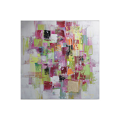 Vivolux | Abstract Mozaïek Schilderij Rood en Groen Hedendaagse Kunst Canvas Print voor Woonkamer