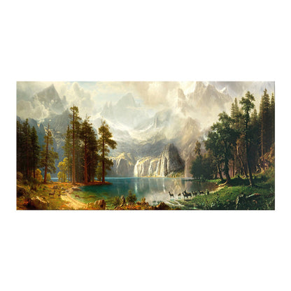 Vivolux | Braun Wunderland Malerei Wasserfall und Berge Landschaft Moderne Strukturierte Wandkunst