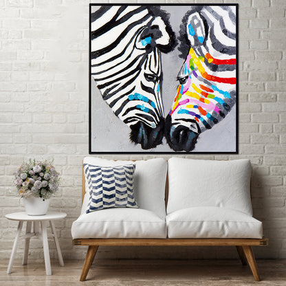 Vivolux | Moderne Zebra Köpfe Wandkunst Wohnzimmer Leinwanddruck Malerei in Schwarz und Weiß
