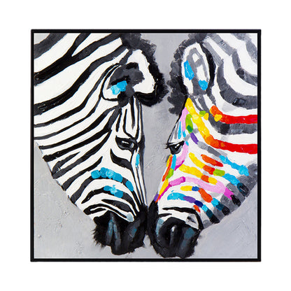 Vivolux | Moderne Zebra Köpfe Wandkunst Wohnzimmer Leinwanddruck Malerei in Schwarz und Weiß