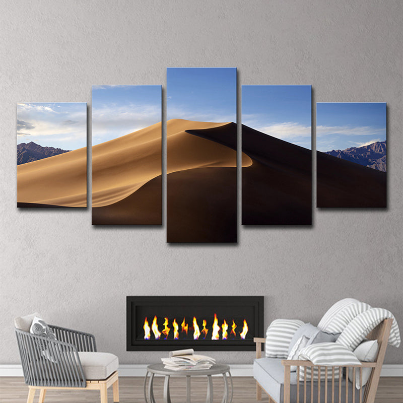 Vivolux | Fotografie Desert Hill Canvas Wandkunst voor Woonkamer, Bruin en Blauw, Meerdere Stukken
