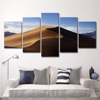 Vivolux | Fotografie Desert Hill Canvas Wandkunst voor Woonkamer, Bruin en Blauw, Meerdere Stukken