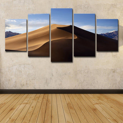Vivolux | Fotografie Desert Hill Canvas Wandkunst voor Woonkamer, Bruin en Blauw, Meerdere Stukken