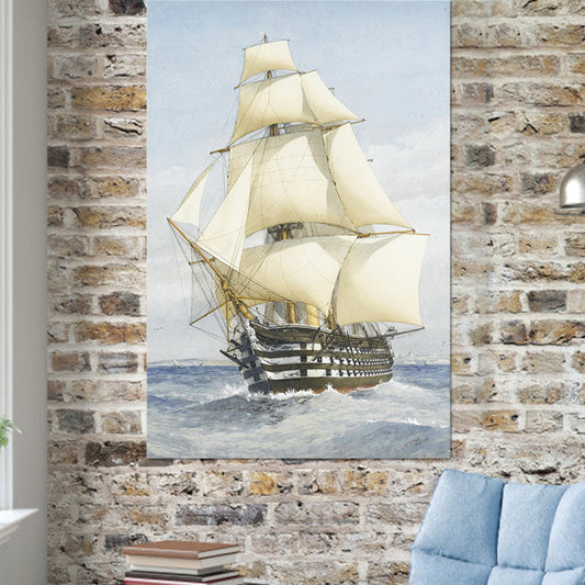 Vivolux | Witte Zeilschip Canvas Kunst Textuur Modernistische Stijl Woonkamer Muurdecoratie