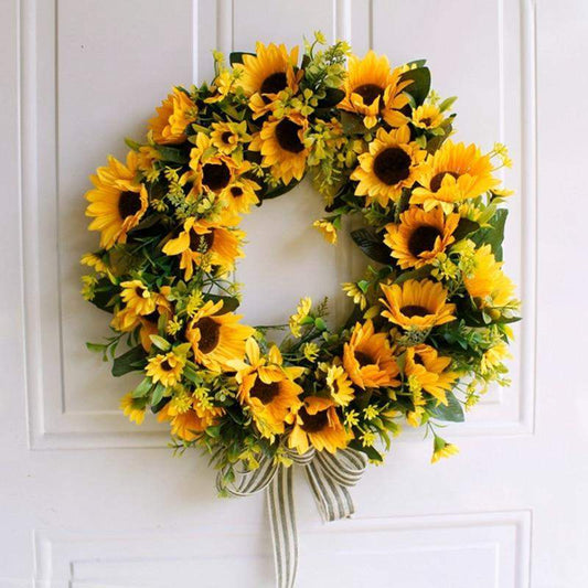 Vivolux | 16'' Goldene Künstliche Sonnenblumenkranz