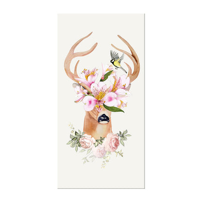 Vivolux | Tier mit Blumen Kopf Malerei Moderne Stilvolle Texturierte Mädchen Schlafzimmer Leinwand Wandkunst