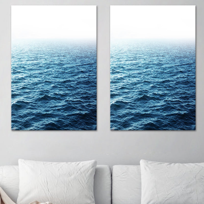 Vivolux | Zwart-wit moderne kunstprint luchtfoto van mistige bergen wanddecoratie voor thuis