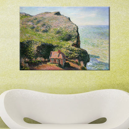 Vivolux | Moderne Zeeland Landschaft Wandkunst Dekor Grün Haus auf der Klippe Malerei für Zuhause Galerie