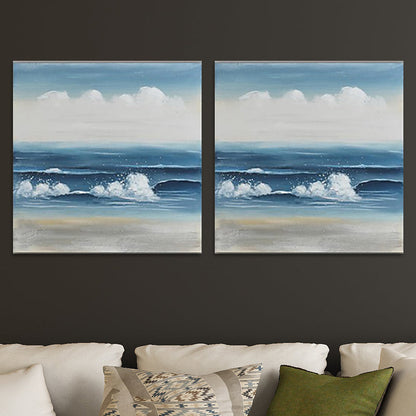 Vivolux | Textured Surges Wandkunst Druck Leinwand Zeitgenössisches Gemälde für das Wohnzimmer, Blau