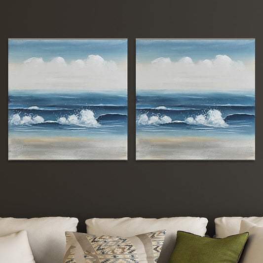 Vivolux | Textured Surges Wandkunst Druck Leinwand Zeitgenössisches Gemälde für das Wohnzimmer, Blau