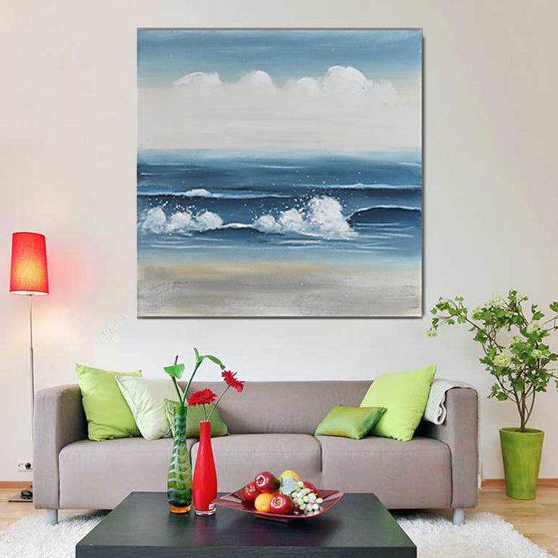 Vivolux | Textured Surges Wandkunst Druck Leinwand Zeitgenössisches Gemälde für das Wohnzimmer, Blau