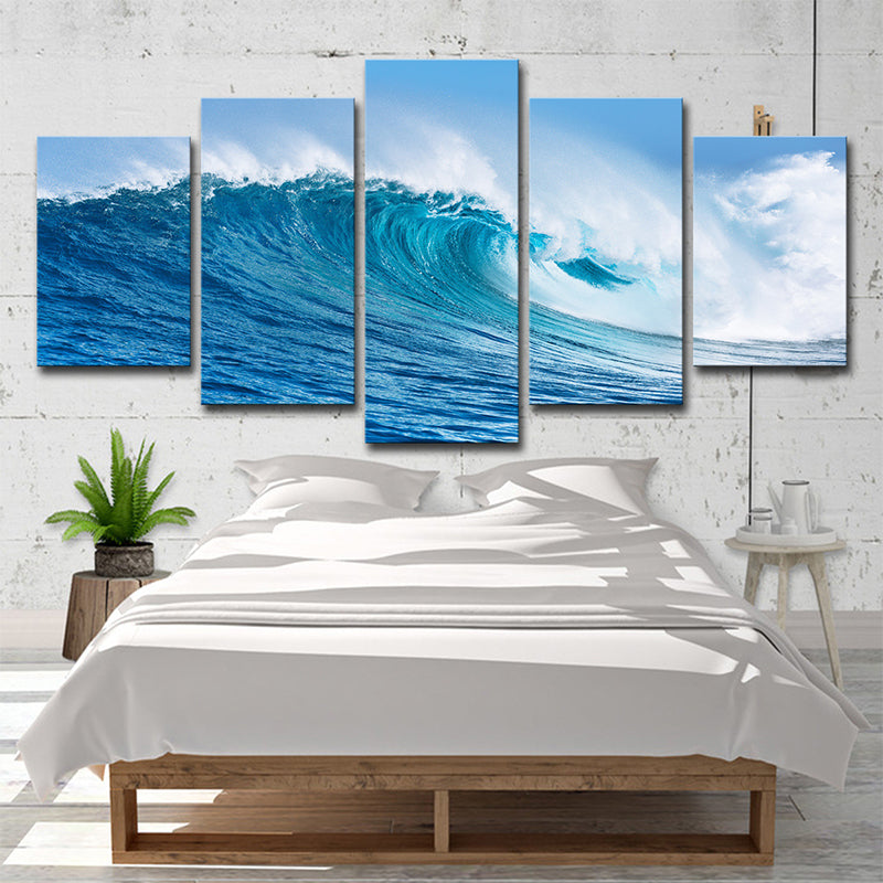 Vivolux | Big Ocean Surge Leinwandkunst Tropisches Atemberaubendes Seestück Wanddekoration in Blau, Mehrteilig