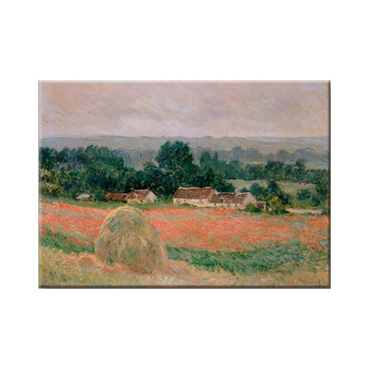 Vivolux | schilderachtige hooiberg schilderij wandkunst voor slaapkamer plattelandslandschap gewikkeld canvas