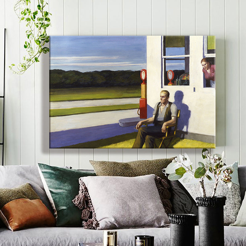 Vivolux | Edward Hopper Landschaft Wandkunst Moderne Stil Strukturiert Leinwanddruck für Zuhause Weg