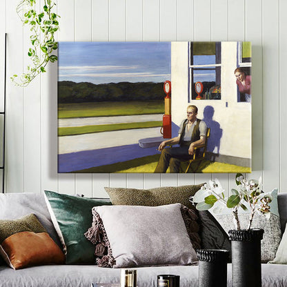 Vivolux | Edward Hopper Landschaft Wandkunst Moderne Stil Strukturiert Leinwanddruck für Zuhause Weg