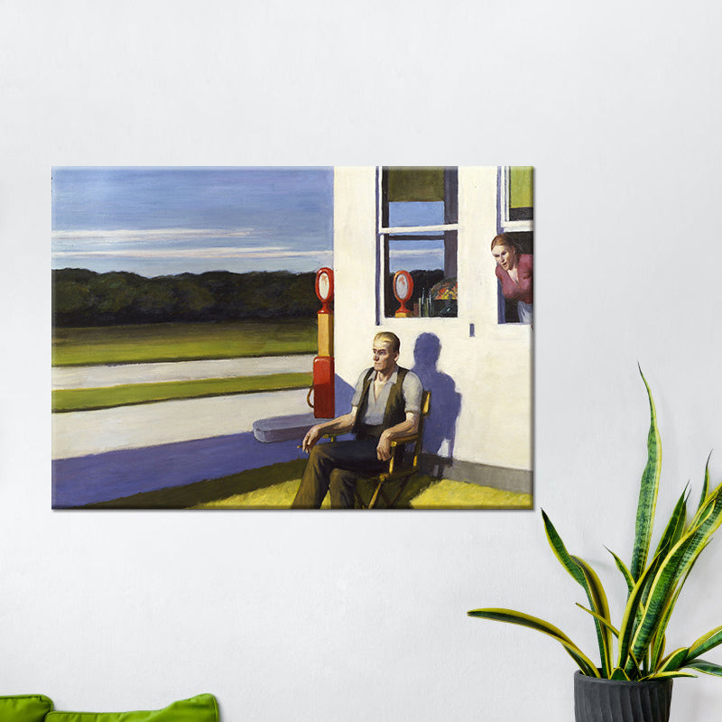 Vivolux | Edward Hopper Landschaft Wandkunst Moderne Stil Strukturiert Leinwanddruck für Zuhause Weg