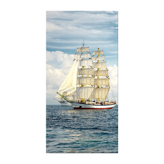 Vivolux | Tropische Leinwand Wandkunst Blau Segelschiff auf dem Ozean Wanddekor für das Wohnzimmer