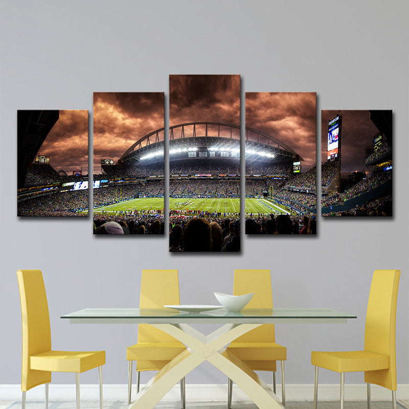 Vivolux | Foto-Druck Überfülltes Stadion Leinwand Kunst für Esszimmer, Braun, Mehrere Teile