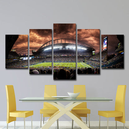 Vivolux | Foto-Druck Überfülltes Stadion Leinwand Kunst für Esszimmer, Braun, Mehrere Teile