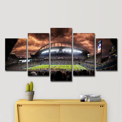 Vivolux | Foto-Druck Überfülltes Stadion Leinwand Kunst für Esszimmer, Braun, Mehrere Teile