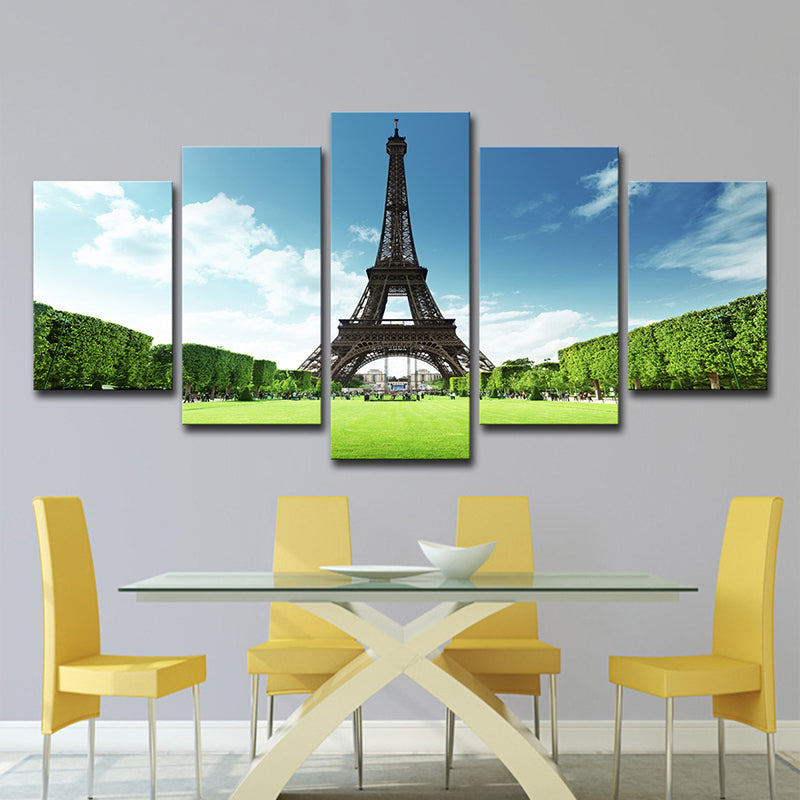 Vivolux | Lente Scenisch Eiffeltoren Canvas Print Blauwe Wereld geïnspireerde Wandkunst voor Eetkamer