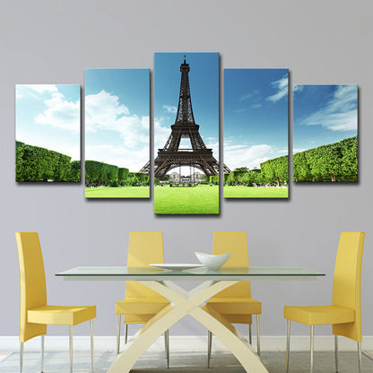 Vivolux | Lente Scenisch Eiffeltoren Canvas Print Blauwe Wereld geïnspireerde Wandkunst voor Eetkamer