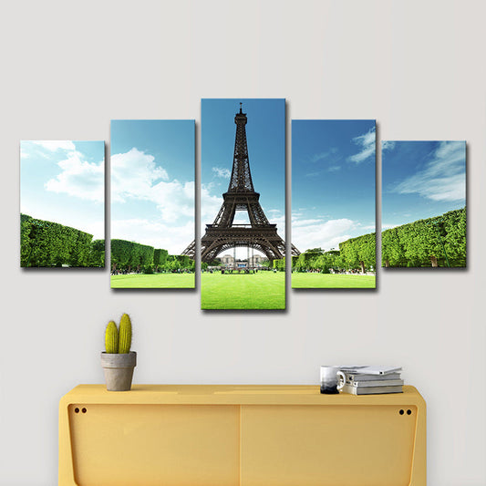 Vivolux | Lente Scenisch Eiffeltoren Canvas Print Blauwe Wereld geïnspireerde Wandkunst voor Eetkamer