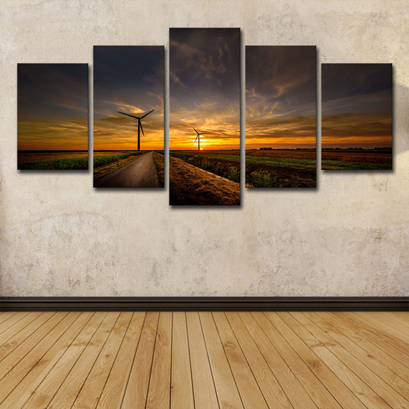 Vivolux | Zonsondergang Landweg Canvas Kunst Geel Moderne Stijl Muurdecoratie voor Woonkamer