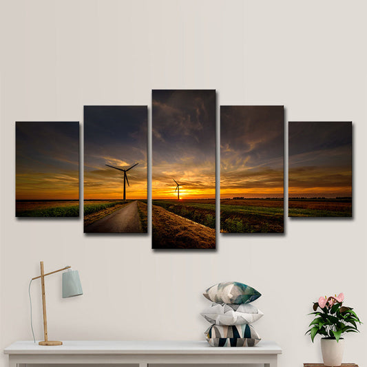 Vivolux | Zonsondergang Landweg Canvas Kunst Geel Moderne Stijl Muurdecoratie voor Woonkamer