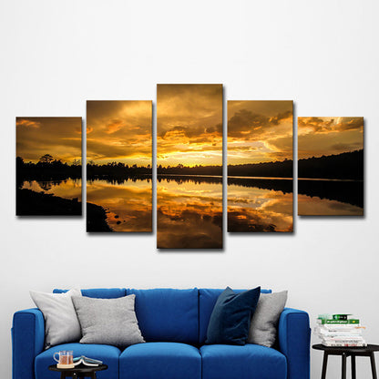 Vivolux | Gelbe zeitgenössische Leinwand Kaibab Lake Sundown malerische Wandkunst für das Wohnzimmer