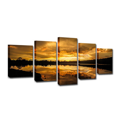 Vivolux | Gelbe zeitgenössische Leinwand Kaibab Lake Sundown malerische Wandkunst für das Wohnzimmer
