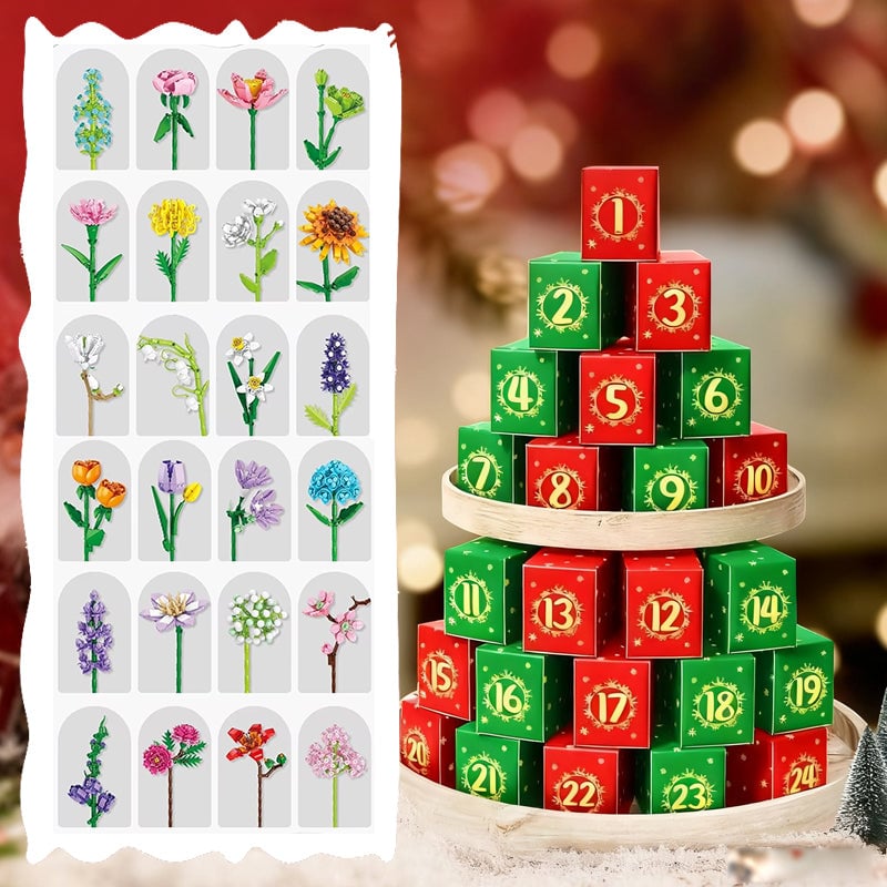 Vivolux | Blumenstrauß Bauklötze Weihnachts Adventskalender Set - Weihnachtsgeschenk