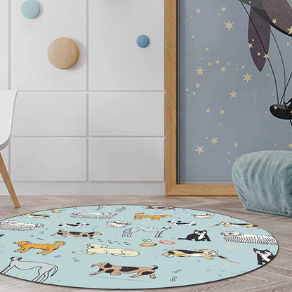 Vivolux | Uniek Kids Tapijt in Groene Dieren Hond Bot Voetafdruk Patroon Tapijt Polyester Machinewasbaar Vloerkleed voor Kinderkamer