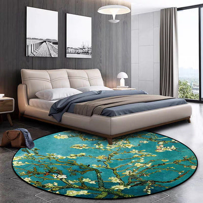 Vivolux | Retro bloemenpatroon tapijt blauw traditionele tapijt polyester wasbaar antislip achterkant vloerkleed voor woonkamer