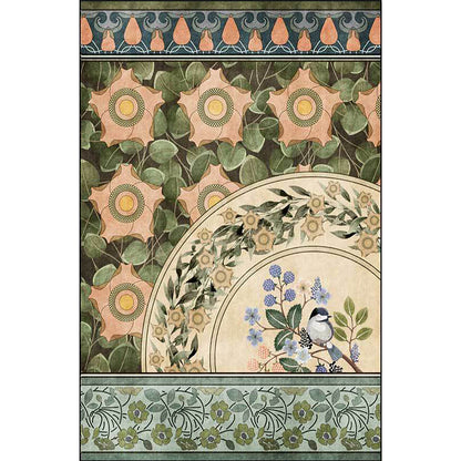 Vivolux | Grüner orientalischer Teppich Polyester florales und Vogelmuster Teppich waschbar rutschfeste Rückseite Teppich für Schlafzimmer