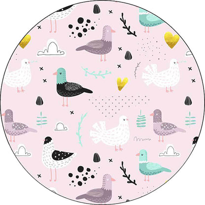 Vivolux | Kinder Schlafzimmer Teppich in Pink Tier Vogel Blatt Druck Teppich Polyester Waschbar Rutschfester Teppich
