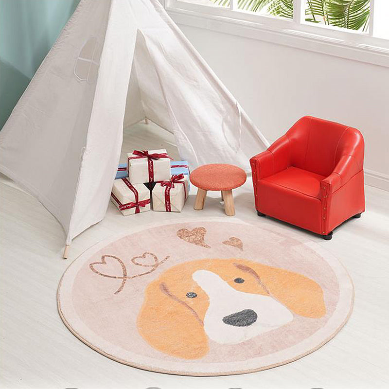 Vivolux | Gele Kinder Tapijt Polyester Hond en Hart Print Tapijt Wasbaar Antislip Achterkant Vloerkleed voor Kinderkamer