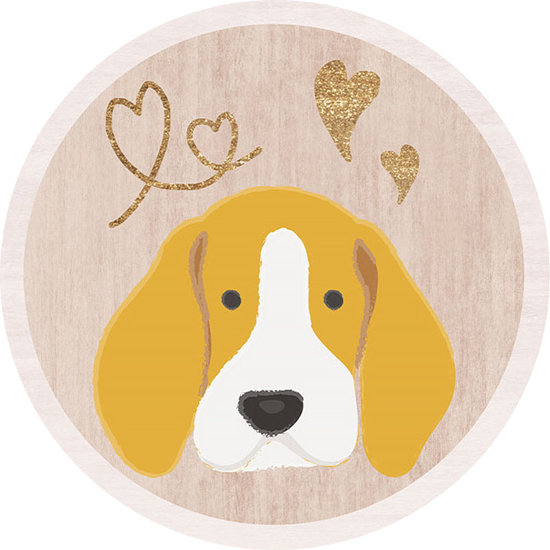 Vivolux | Gele Kinder Tapijt Polyester Hond en Hart Print Tapijt Wasbaar Antislip Achterkant Vloerkleed voor Kinderkamer