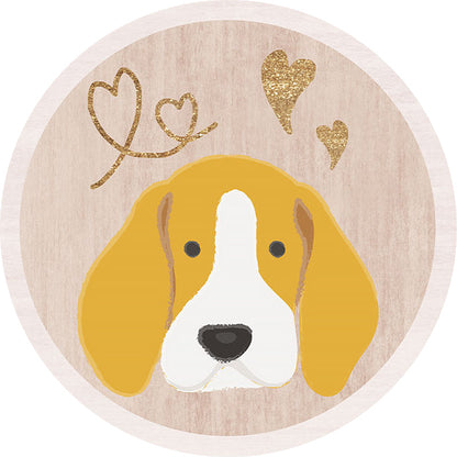 Vivolux | Gele Kinder Tapijt Polyester Hond en Hart Print Tapijt Wasbaar Antislip Achterkant Vloerkleed voor Kinderkamer