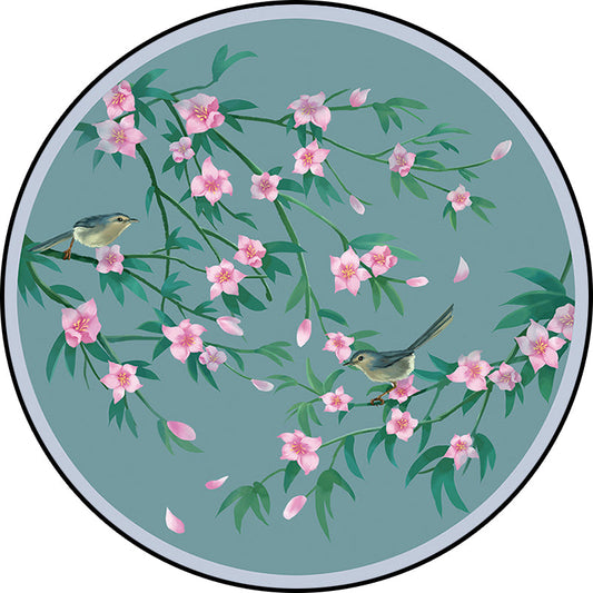 Vivolux | Retro Floral Pattern Teppich mit Vogel und Blatt Blau Orientalischer Teppich Polyester Waschbar Rutschfeste Unterlage Teppich für Wohnzimmer