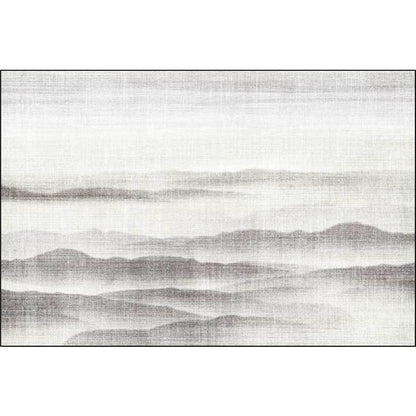 Vivolux | Vintage Ink Wash Painting Teppich mit Mountain Grey Polyester Teppich maschinenwaschbar rutschfester Teppich für Schlafzimmer