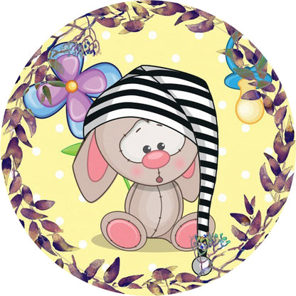 Vivolux | Süßer Cartoon-Maus-Musterteppich mit floralen und blattgelben Kinderteppich aus Polyester waschbar rutschfester Bereichsteppich für das Kinderzimmer
